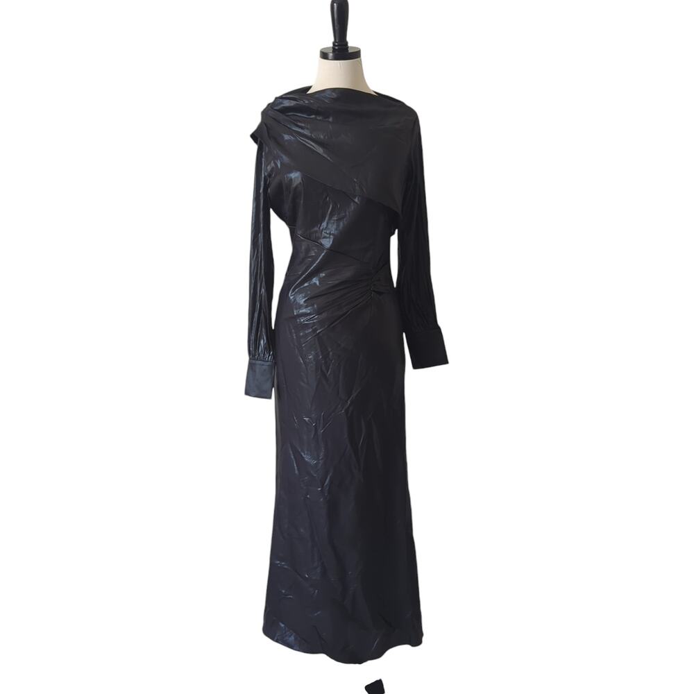 BCBGMAXAZRIA Wylie Dress Womens 38 6 Runway Designer Luxury Black‎ Shimmer $368 - Picture 7 of 16